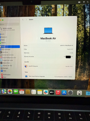 Apple Macbook Air M2 2022 Midnight 13.6 8gb Ram 256gb Ssd Azul (Usado)