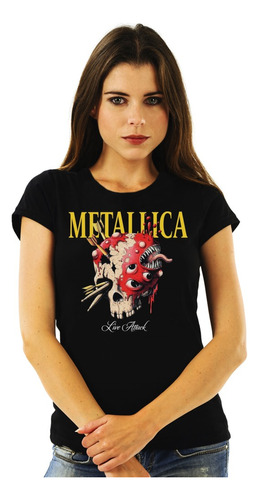 Polera Mujer Metallica Live Attack Tour Metal Impresión Dire