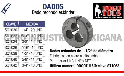 2 Dados Redondos 1-1/2 Std 3/8- 16 Ajust Aac P