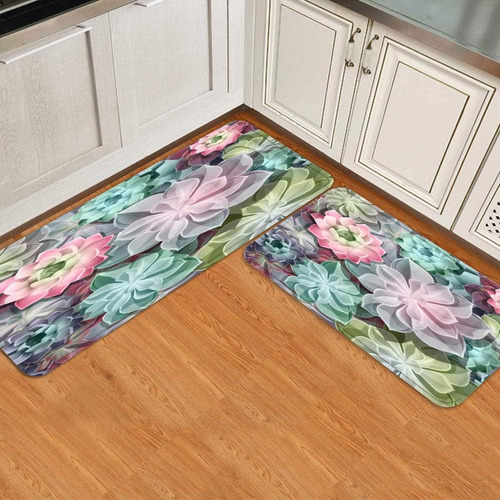 ~? Juego De Alfombrillas De Cocina Antifatiga 2pcs, Plantas 