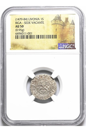 Moneda Livonia 1479-84 Orden Teutonica Riga Sede Vacante