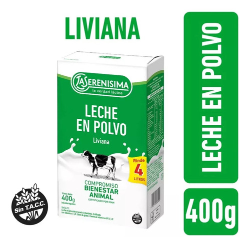 4 Leche En Polvo Serenisima Descremada X400gr 