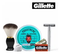 Comprar Kit Jabón De Afeitar + Hisopo + Rasuradora Clasica Maquinilla De Seguridad