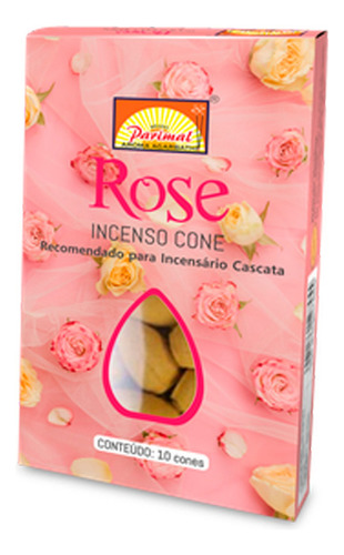 Incenso Cone Cascata Parimal Caixa Com 10 - Escolha Fragrância Rosa