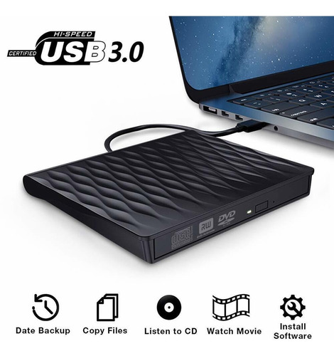 Acetend Unidad Cd Externa Dvd Usb 3.0 Grabadora Portatil Pc