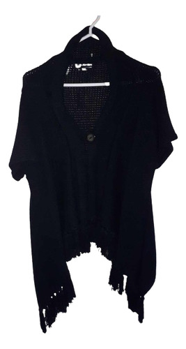 Suéter Largo Cárdigan Mujer Casual Elegante Flequillos Negro