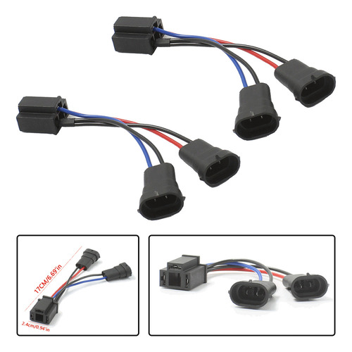 1 Par De Adaptadores Macho H9/h11 A Conector Hembra H4 De 3