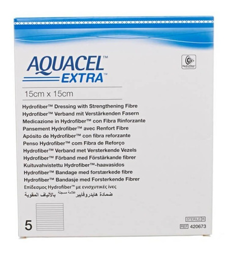 Curativo Aquacel Extra Hidrofibra 15x15 Cm Convatec 420673