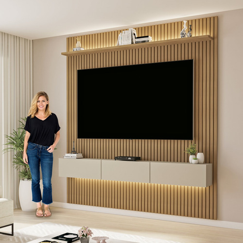 Painel Para Tv Até 70 Polegadas Frisado Com Led Duplo 3