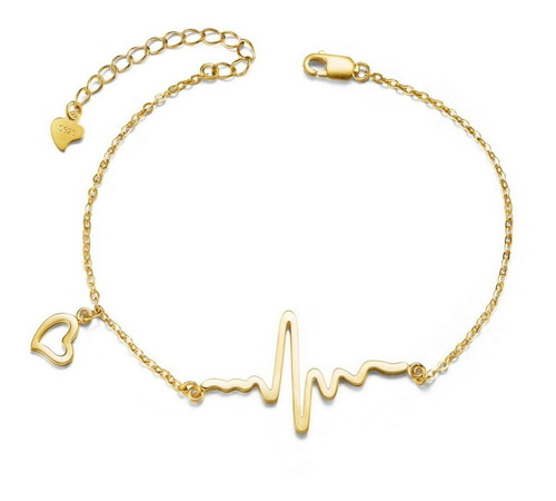 Pulsera Bañada En Oro 24k Latidos Corazón Ohmystore