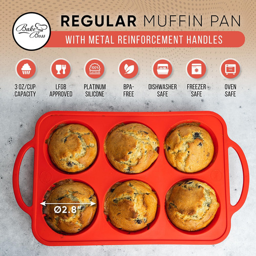 Bask Bake Boss Tamaño Regular 6 Taza De Muffins De Muffins Y