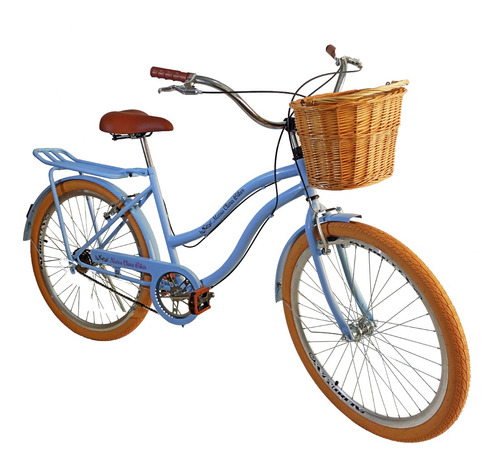 Bicicleta  de passeio Maria Clara Bikes Passeio aro 26 17" 1v freios v-brakes cor azul-celeste com descanso lateral