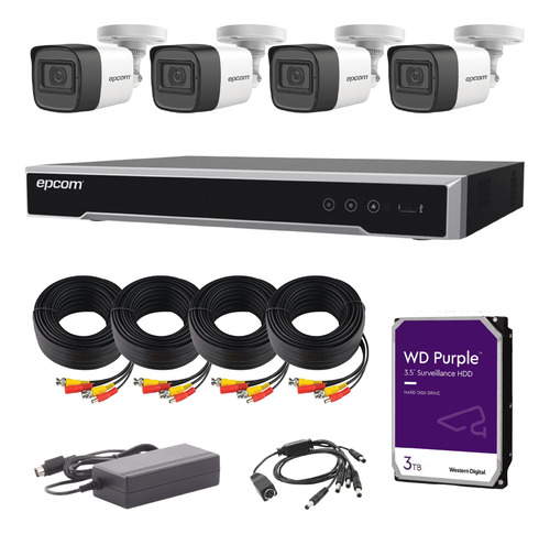 Kit Turbohd 5mp 4 Cámaras Dvr 4 Ch Microfono Epcom Disco 3tb