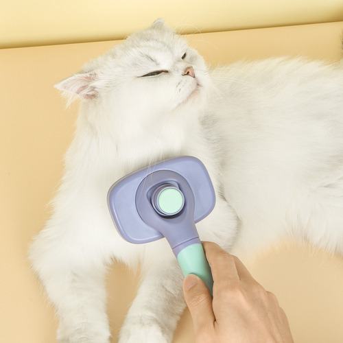 Escova Retangular Botão Limpa Fácil Massageadora Gato Ou Cão Cor Amarelo