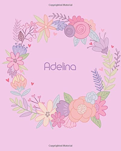 Adelina Personalized 110 Lined Pages 8x10 Cute Pink Blossom 