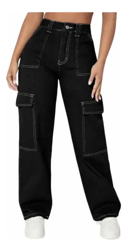 Pantalon Cargo Mujer Negro