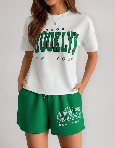Short Y Playera De Mujer Conjunto Casual Moda Brooklyn