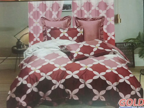 Imagen 4 de 10 de Colcha Set 7 Piezas + 2 Cortinas + Juego Sábanas