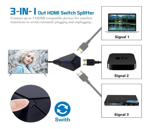 Switchera Switch Hdmi 3 Entradas 1 Salida + Full Hd + New