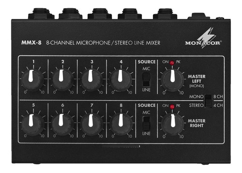 Monacor Mmx-8 - Mezclador De Audio En Miniatura, Color Negro