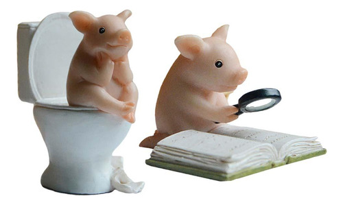 2 Uds Figura De Cerdo En Miniatura Escultura Micro Paisaje