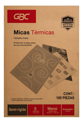 Mica Térmica Gbc 5 Milésimas Tamaño Para Menús-100 Piezas