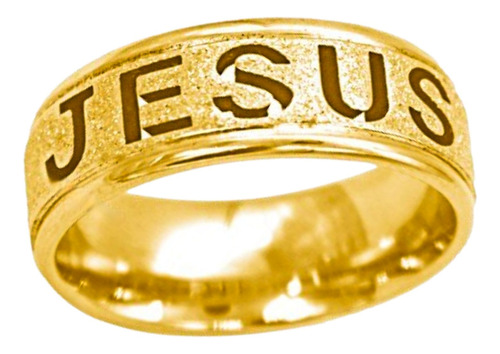 Alianca 6mm Ouro 18k Jesus Cristo Cruz Tunsgtenio Anel Luxo