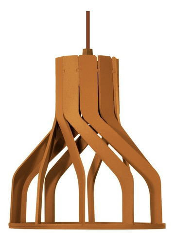 Lustre Luminária Redondo Pendente De Madeira De E-27 21x18cm