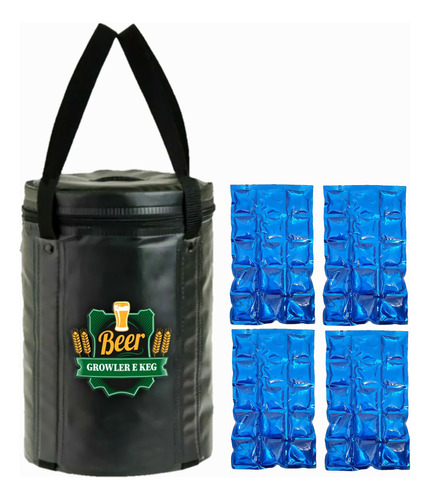 Bolsa Térmica Heineken P/ Barril Black + 4 Cartelas Gelo Gel