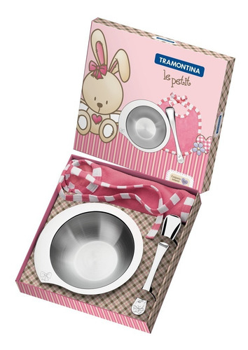 Juego Para Bebes Plato Babero Tramontina 3 Piezas