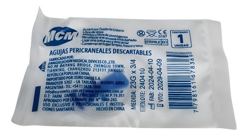 Equipo Pericraneal Aguja Butterfly Mariposa 23g X 50 Un.