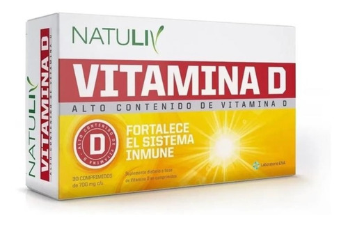 Vitamina D 700mg Natuliv Caja 30cmp Mejora Sistema Inmune