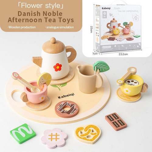 Mz Juego De Té De De Madera For Niños Pequeños, Juego Flor