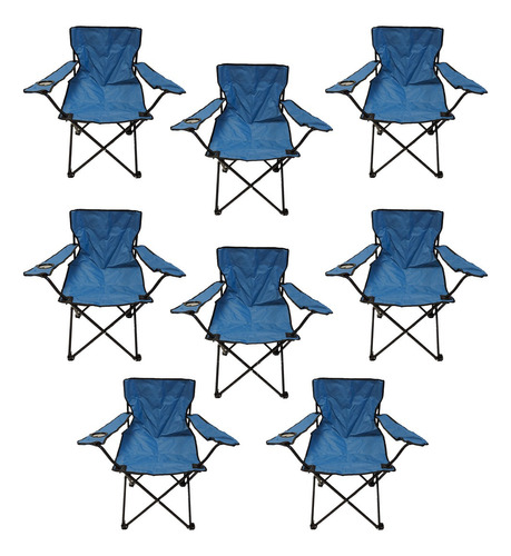 Resel Pack De 8 Sillas Plegables Tipo Camping Para Exterior Color Azul