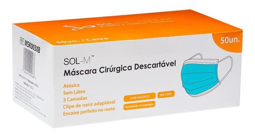 Imagem 4 de 9 de 50 Máscaras Descartáveis Tripla Camada Com Clipe Nasal