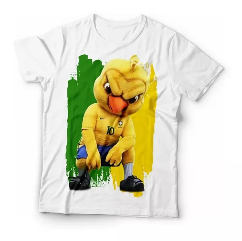 Camiseta Canarinho Brasileiro Pistola Mandrake T-Shirt Cor:Branco