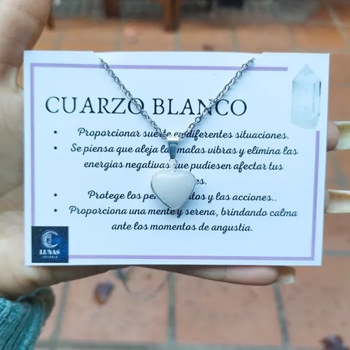 Collar Piedra Cuarzo Blanco Con Significado Regalo Acero