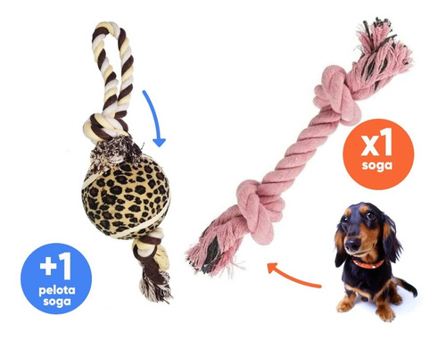 Juguetes Para Perros Soga Pelota Up Cuerda Anti Stress M 