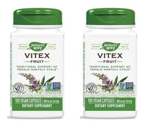 Vitex Agnus Castus 100caps 400mg  X 2 Unidades 