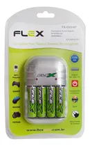 Comprar Carregador De Pilhas Flex Com 4 Pilhas Palito AAA Bivolt