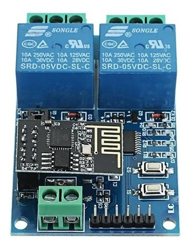 Módulo Relé 5v 2 Canais Wifi Esp8266 Esp-01 Aplicações Iot