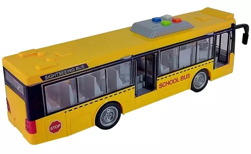 Ônibus Escolar Brinquedo Escala 1/30 Luzes do Corpo Frente para