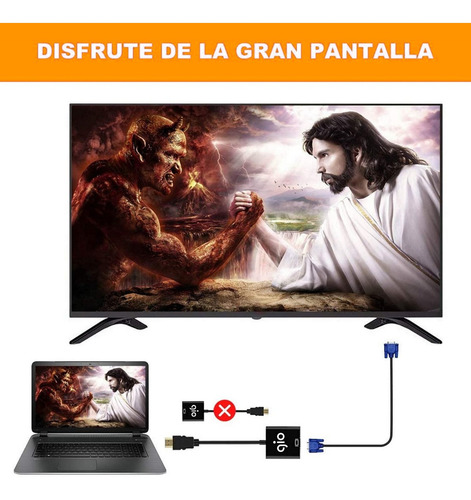 Imagen 4 de 7 de Gio Adaptador Hdmi A Vga Con Cable De Audio De 3.5mm