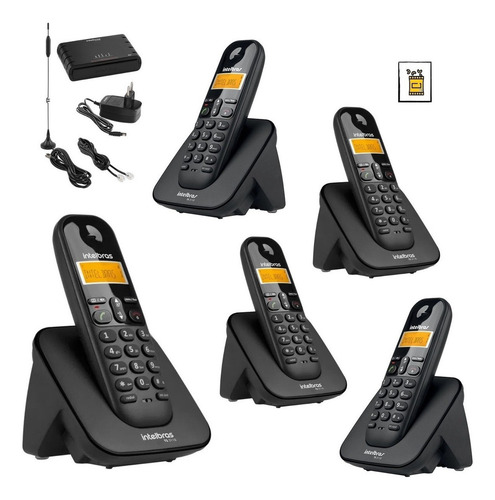 Aparelho Telefone Para Chip Celular 3g Gsm 4 Ramal Adicional Cor Preto