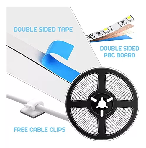 Tira de luz LED con sensor de movimiento, alimentada por USB, tira de luz  blanca fría de 16.4 pies, modos día/noche y brillo de atenuación ajustable