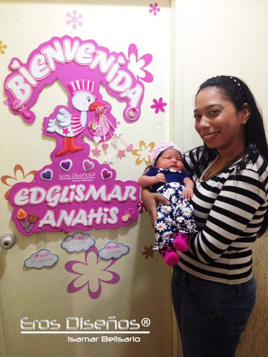 Cartel Nacimiento Baby Shower Bebe Cigüeña 1metro 
