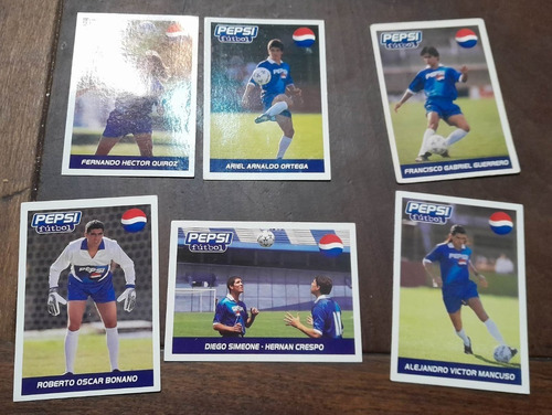 Lote 6 Figuritas Difere Trading Cards ** Pepsi Fútbol** 1996