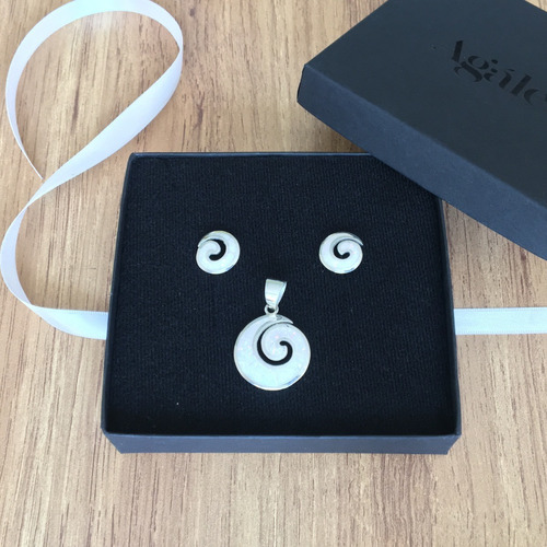 Imagen 8 de 10 de Juego Plata 925 Dije Y Aretes Opalo Set Mujer Agálea Joyería