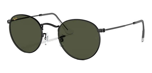 Imagen 1 de 2 de Anteojos de sol Ray-Ban Round Metal Legend Standard con marco de metal color polished shiny black, lente green de cristal clásica, varilla polished shiny black de metal - RB3447