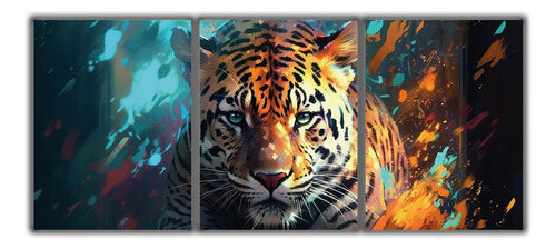 Cuadro Decorativo Tríptico Tigre Digital